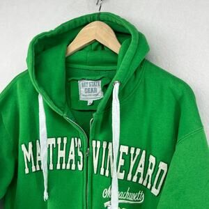 MARTHAS VINEYARD Hoodie Mens M Cape Cod Mass MA Zip Fleece Sweatshirt Green